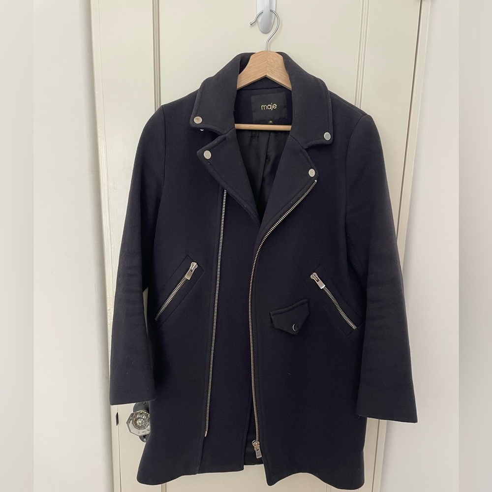 Maje navy wool coat